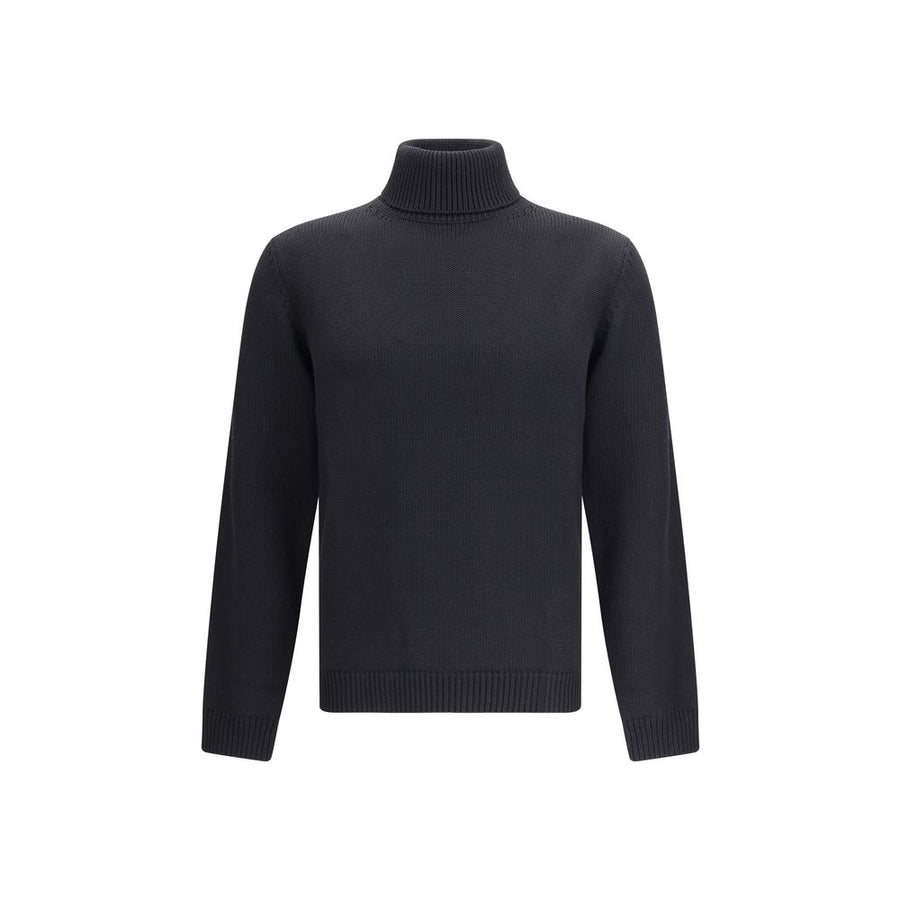 Black Merino Wool Turtleneck