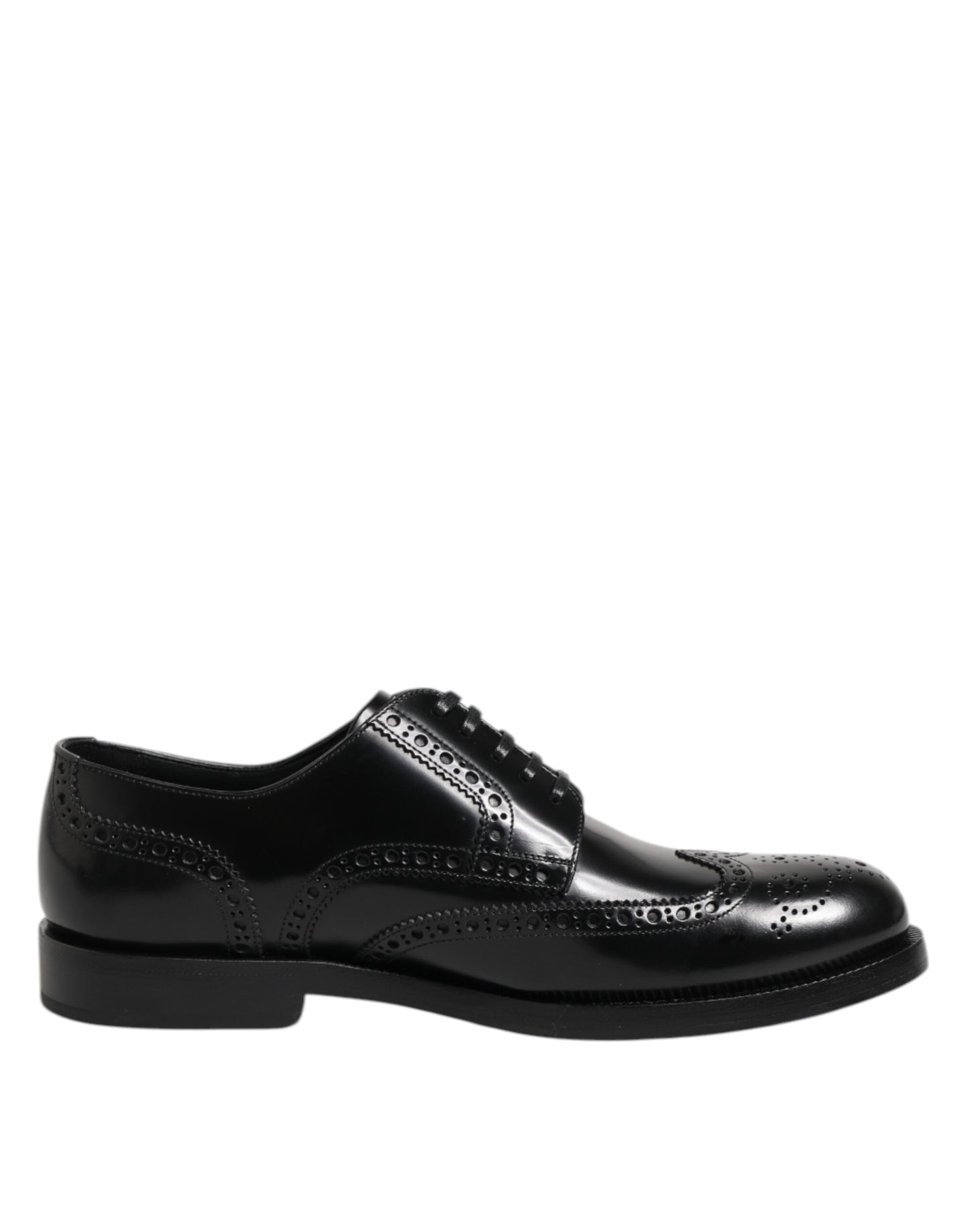 Black Leather Derby Wingtip Formal Shoes