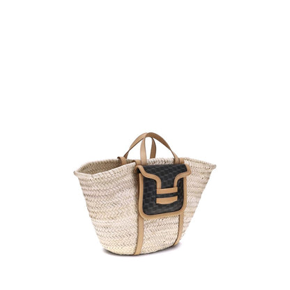 Beige Raffia Shoulder Bag