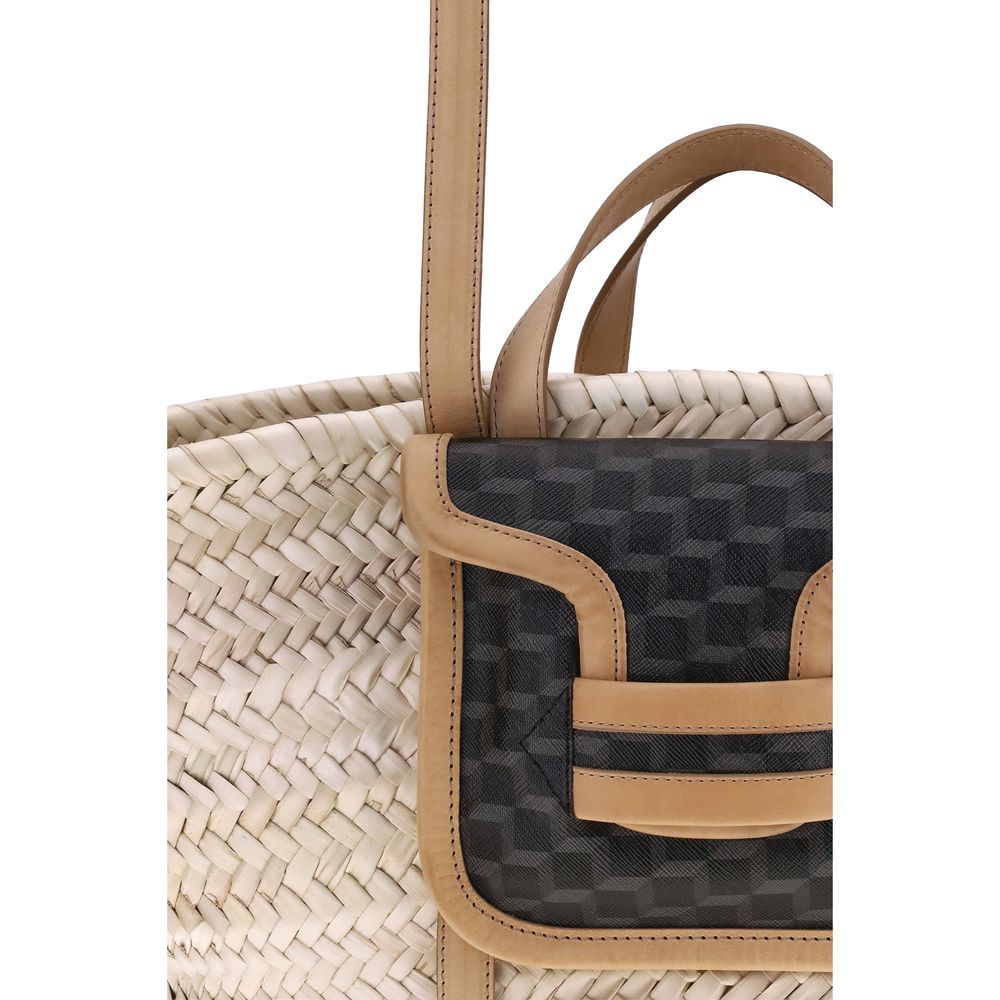 Beige Raffia Shoulder Bag