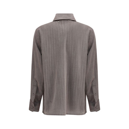 Brown Fleece Wool Dress Shirt