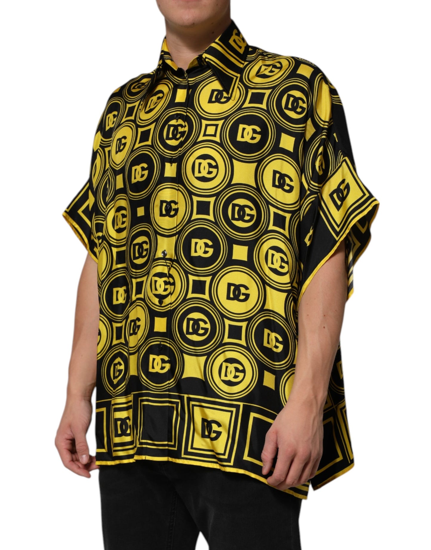 Yellow Silk Silver DG Logo Geometric T-shirt