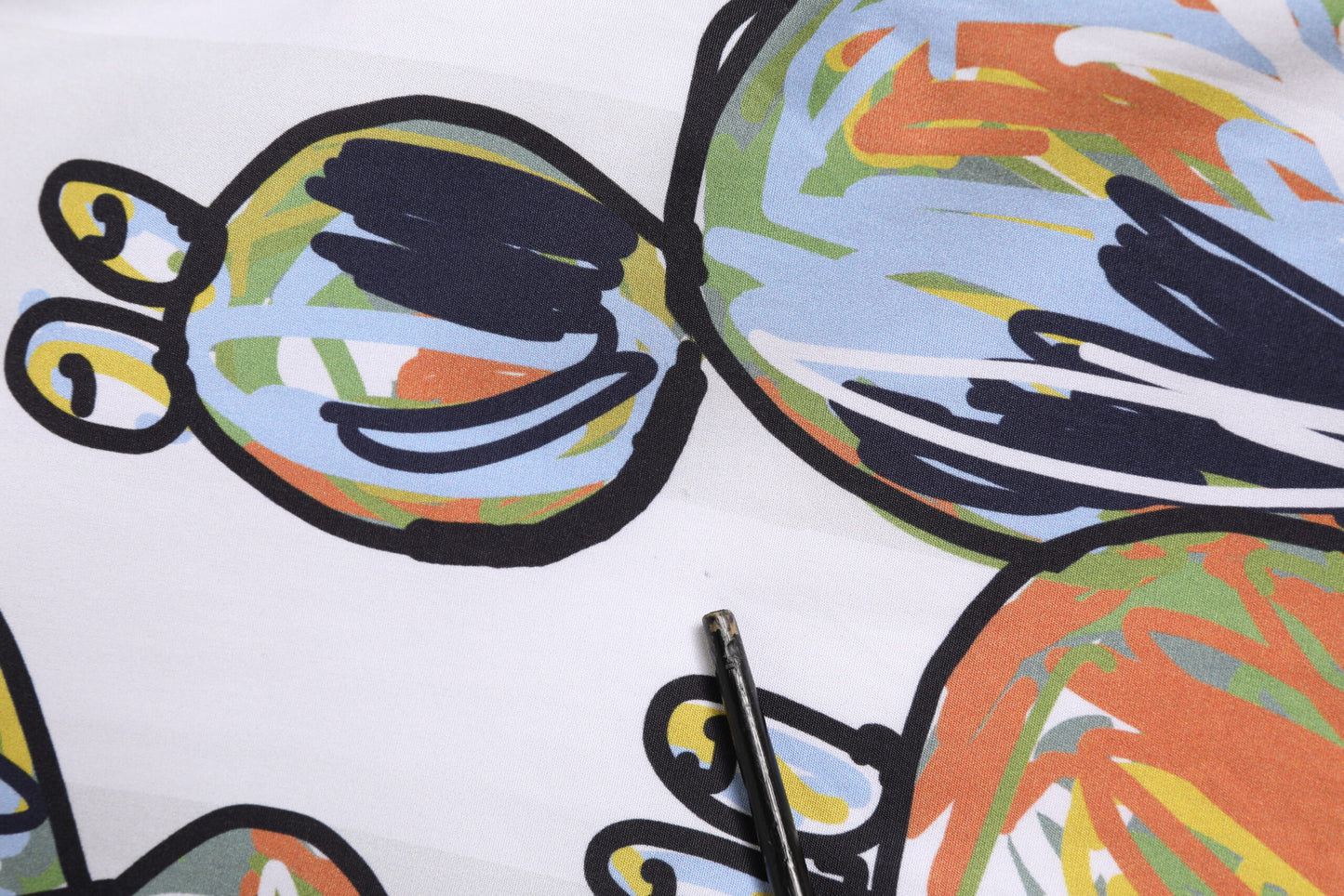 White Sketch Print Oversized Mens Polo T-shirt