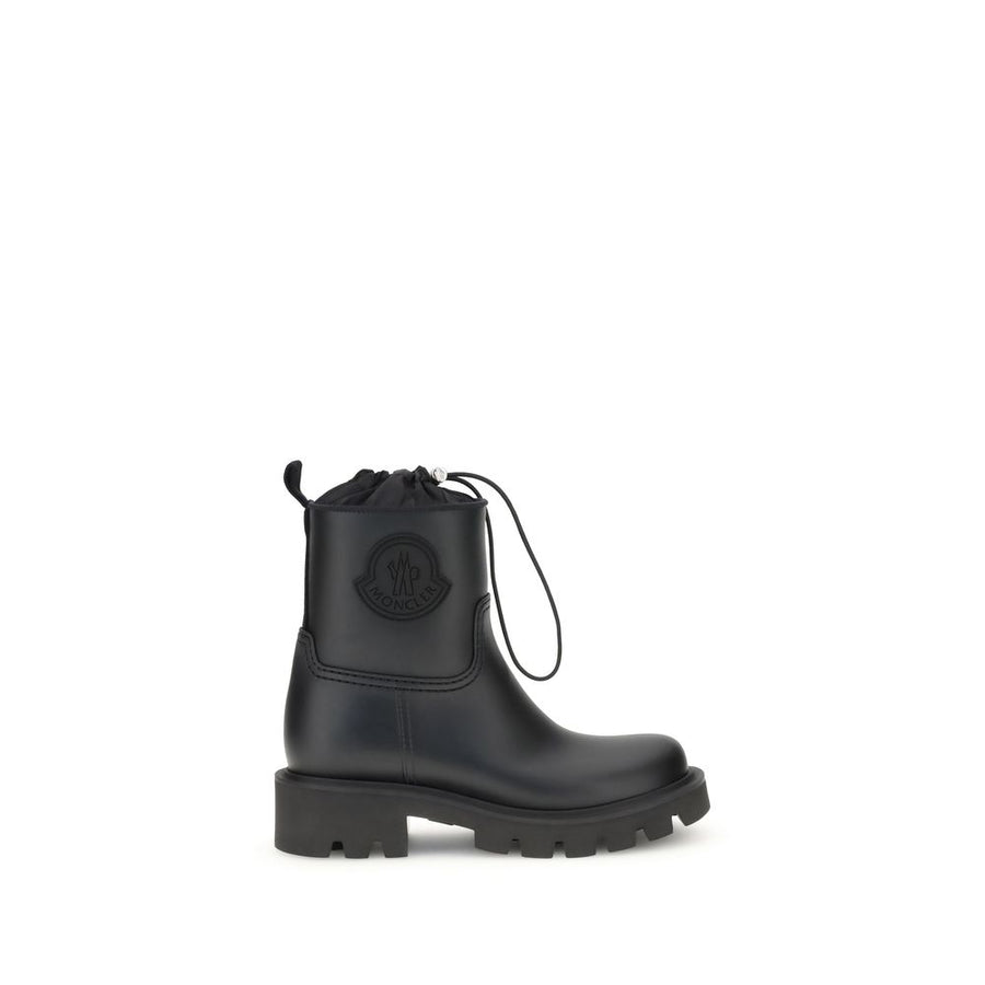 Black Rubber Lace-Up Boots