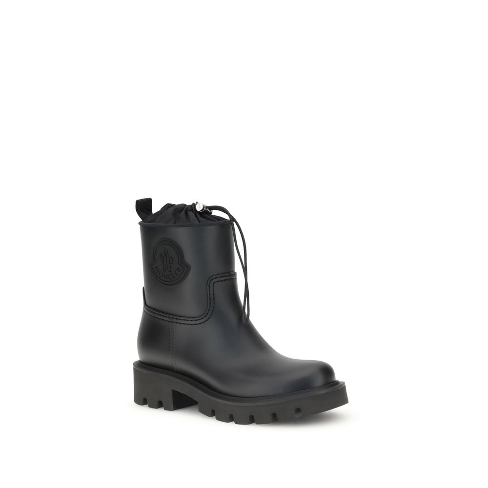 Black Rubber Lace-Up Boots