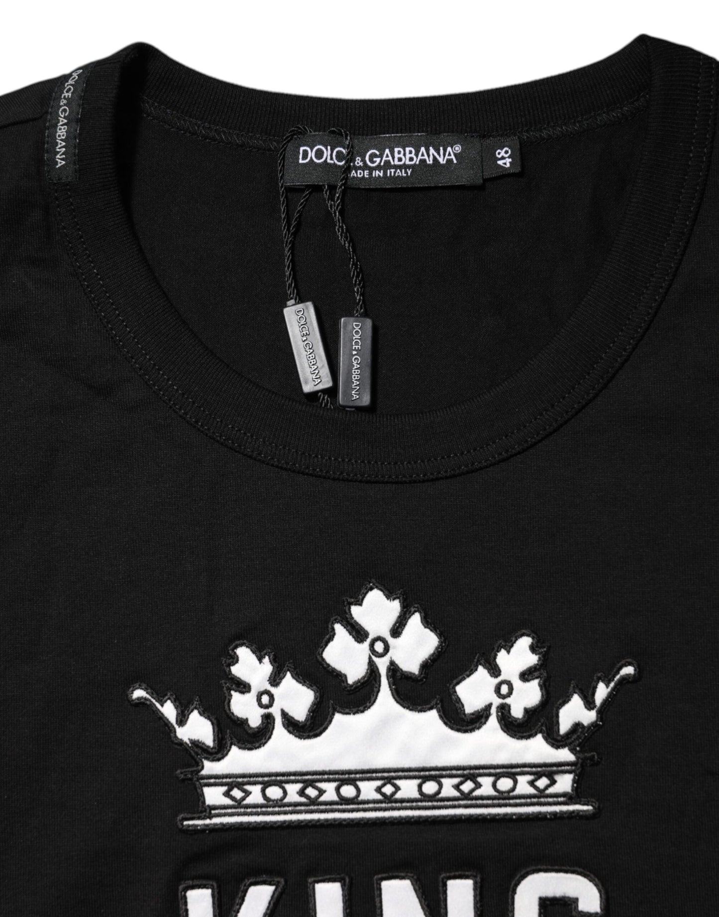 Black DG King Crown Cotton Crew Neck T-shirt