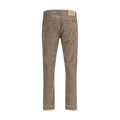 Beige Cotton Casual Pants