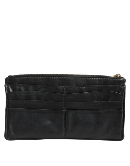 Black Calfskin Leather DG Logo Women Card Holder Wallet