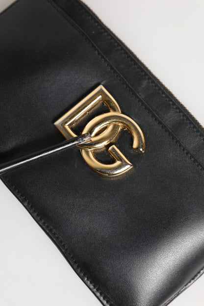 Black Calfskin Leather DG Logo Women Card Holder Wallet