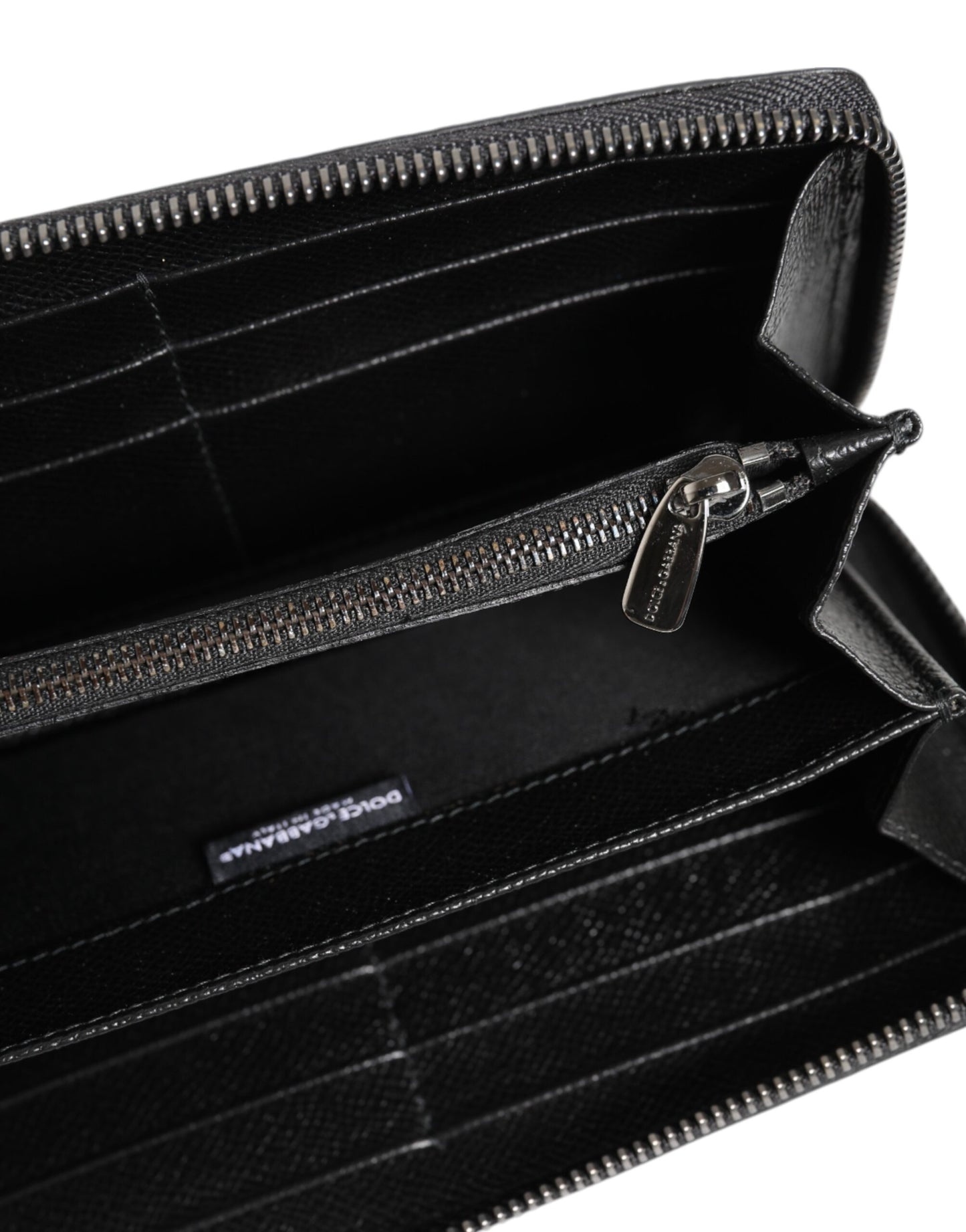 Black Gray Leopard Leather Zip Around Continental Wallet