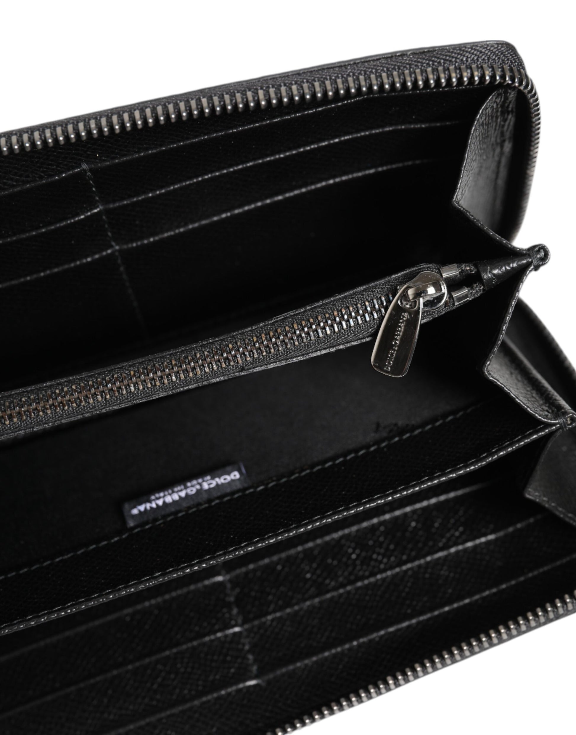 Black Gray Leopard Leather Zip Around Continental Wallet