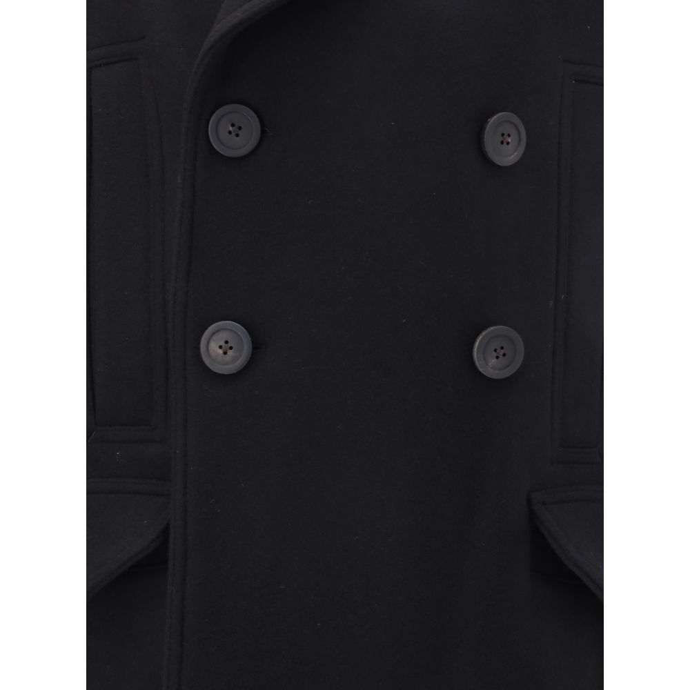 Black Fleece Wool Coat