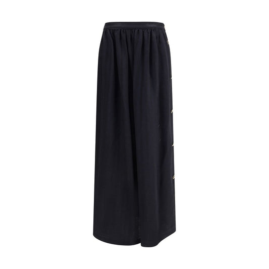 Black Fleece Wool Long Skirt