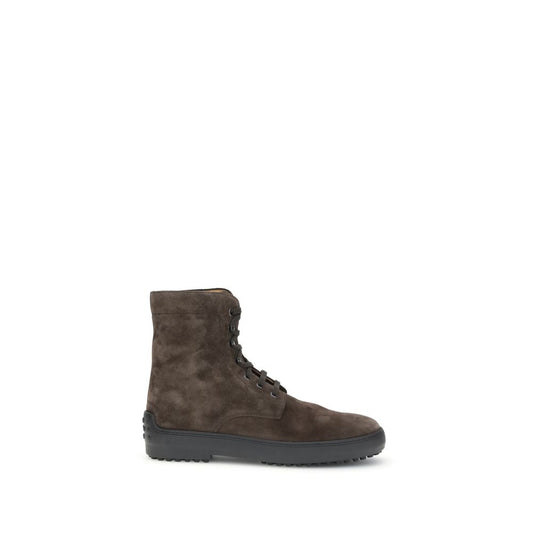 Brown Leather Lace-Up Boots