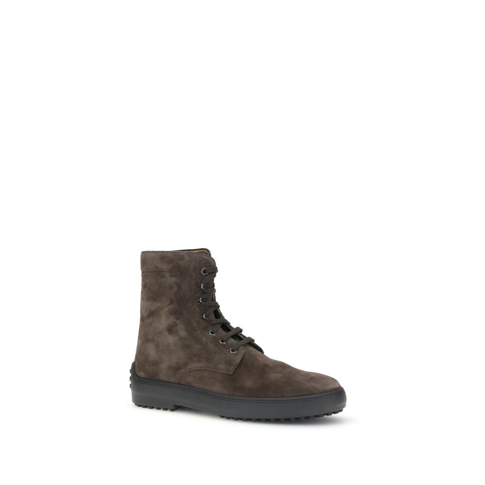 Brown Leather Lace-Up Boots
