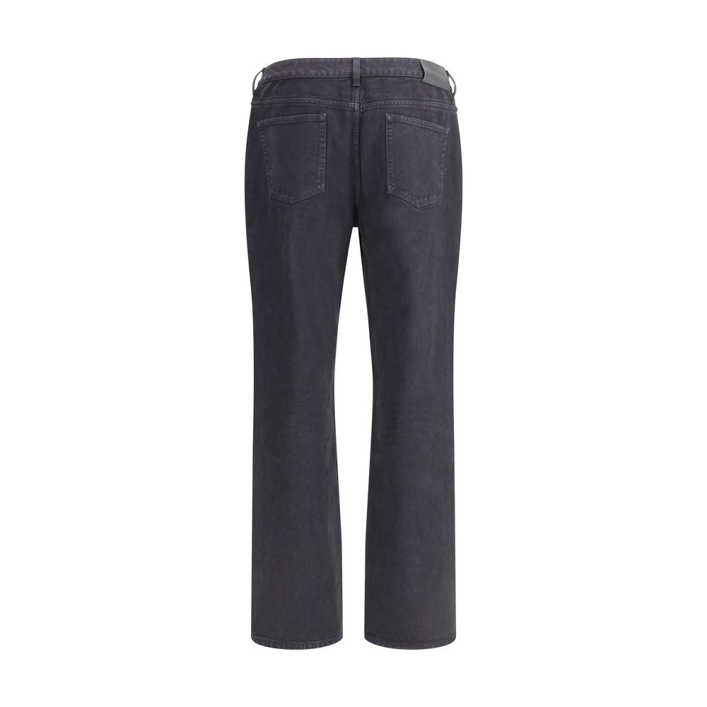 Black Cotton Straight-Leg Jeans