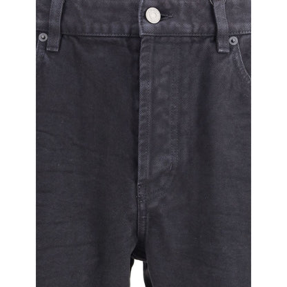 Black Cotton Straight-Leg Jeans