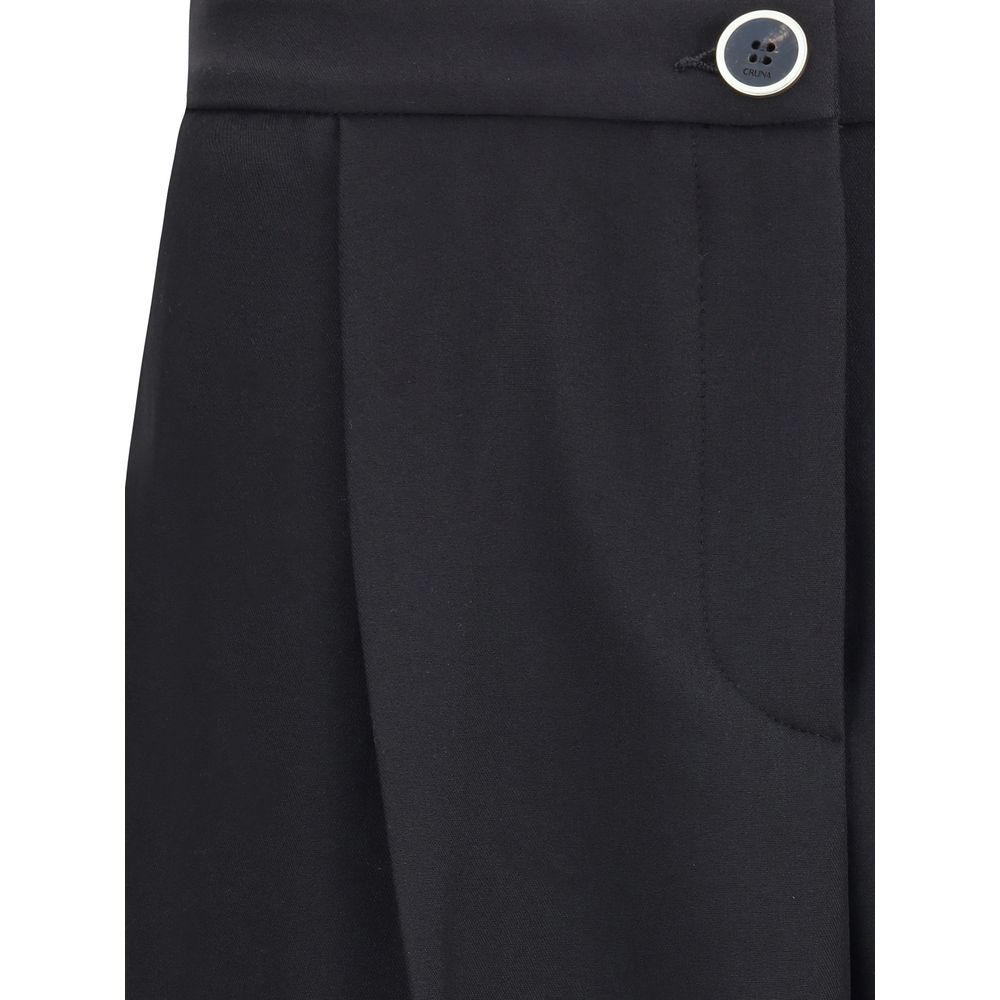 Black Polyester Casual Pants