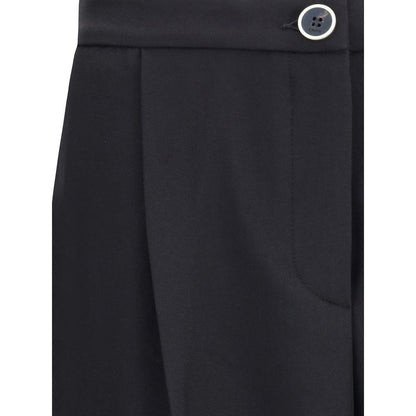 Black Polyester Casual Pants