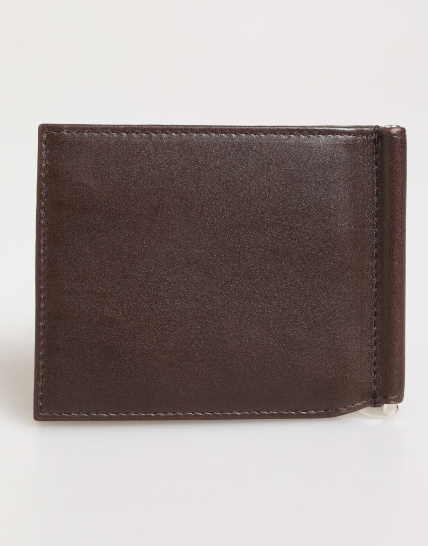 Brown Leather DG Logo Engrave Bifold Card Holder Wallet