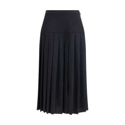 Black Fleece Wool Midi Skirt