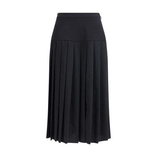 Black Fleece Wool Midi Skirt