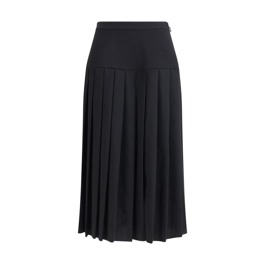 Black Fleece Wool Midi Skirt