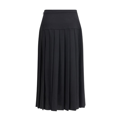 Black Fleece Wool Midi Skirt