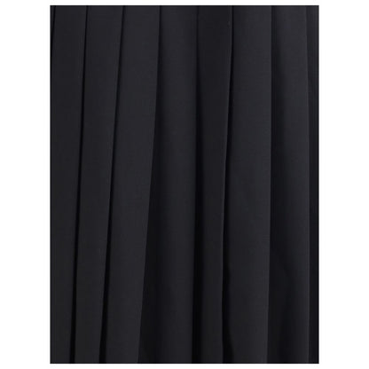 Black Fleece Wool Midi Skirt