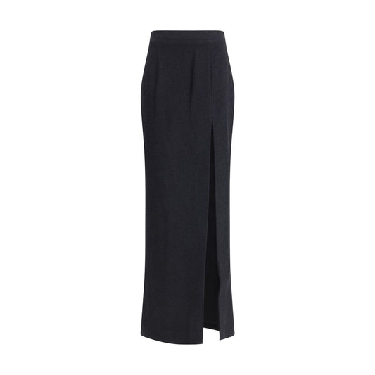 Black Fleece Wool Long Skirt