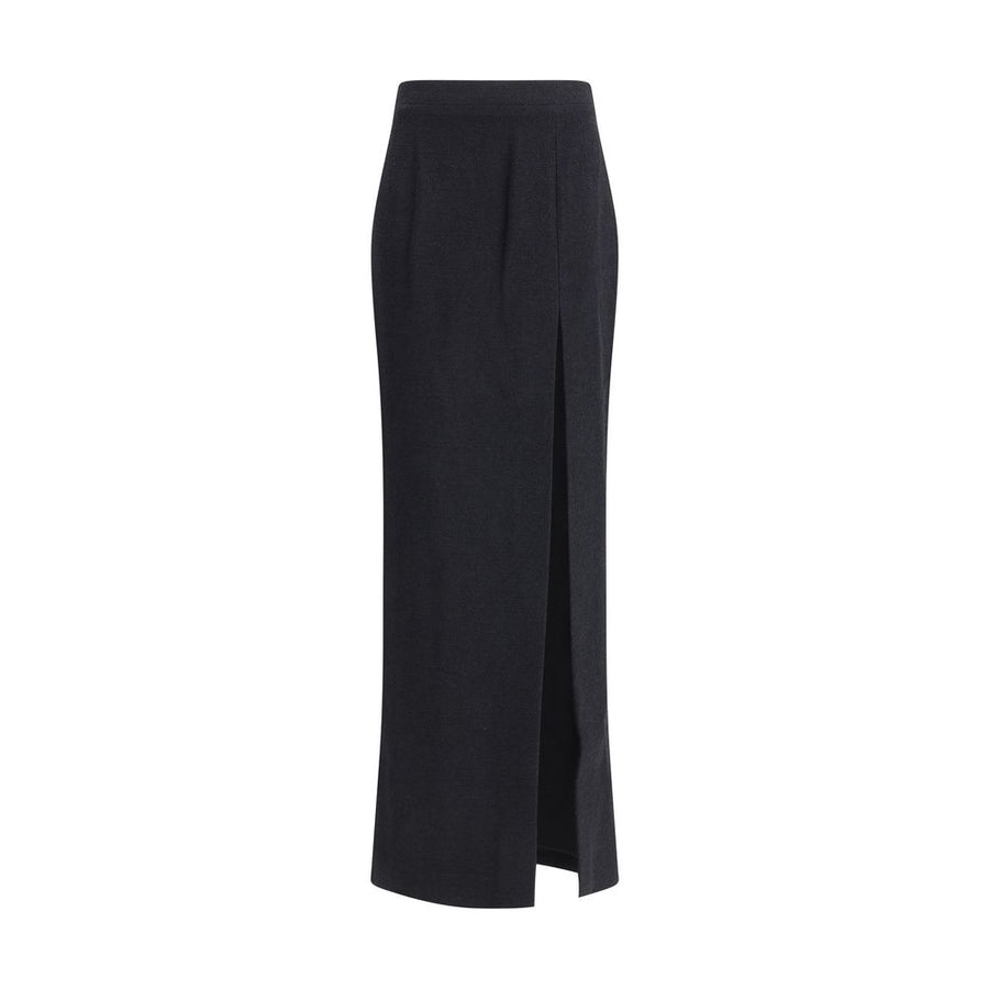 Black Fleece Wool Long Skirt
