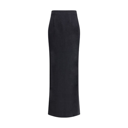 Black Fleece Wool Long Skirt