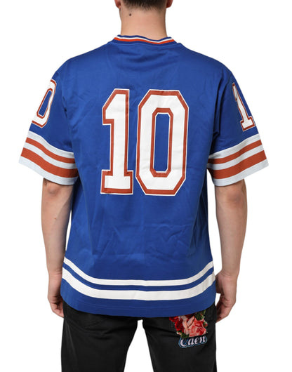 Blue Cotton DG Logo Mesh Jersey T-shirt