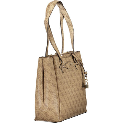 Beige Polyethylene Women Handbag