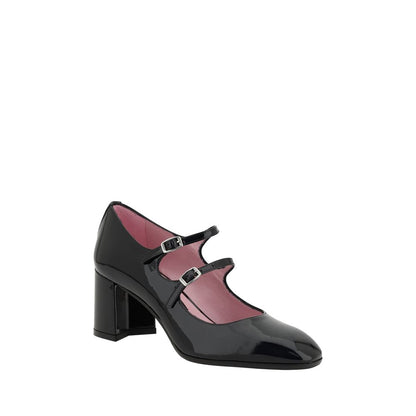 Black Calf Leather Bos Taurus Mid Heel Pumps