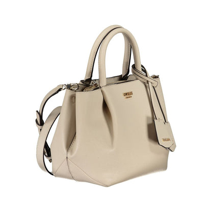 Beige Polyethylene Women Handbag