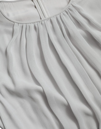 Light Grey Polyester Pleated Long Maxi Dress