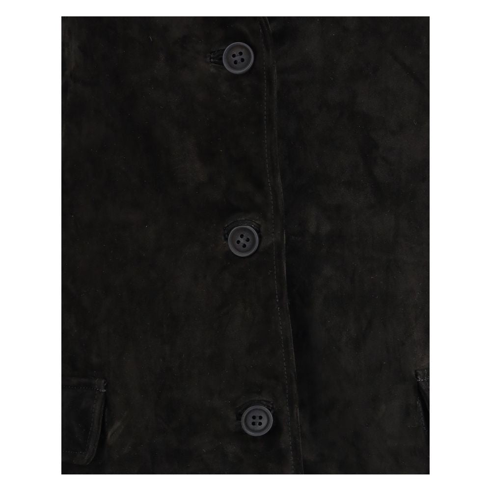 Black Calf Leather Bos Taurus Coat