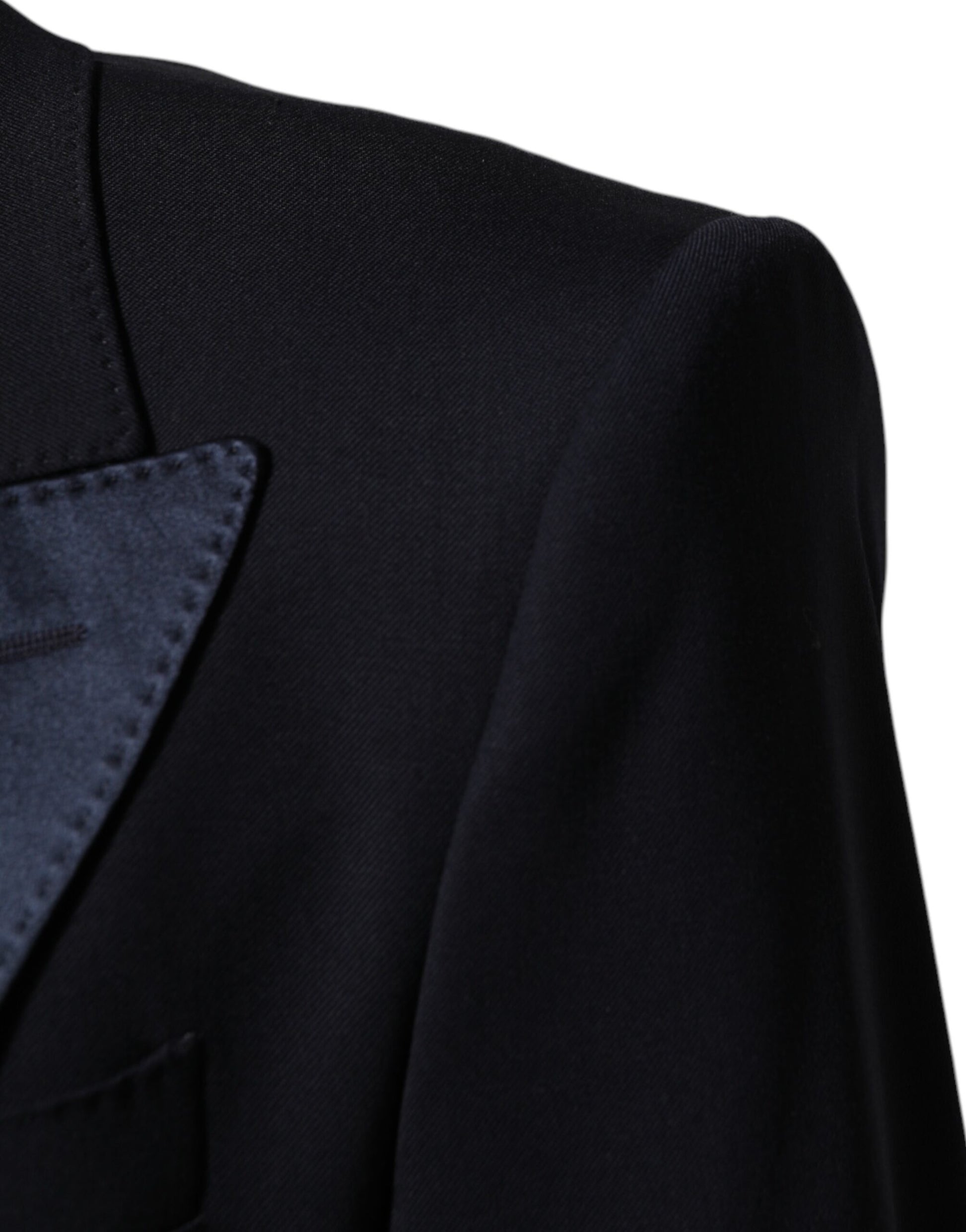 Black 3 Piece Wool Silk Blend Suit SICILIA