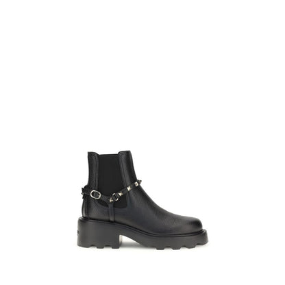 Black Calf Leather Bos Taurus Ankle Boots