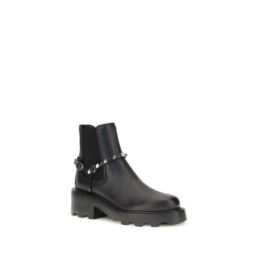 Black Calf Leather Bos Taurus Ankle Boots
