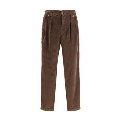 Brown Cotton Casual Pants