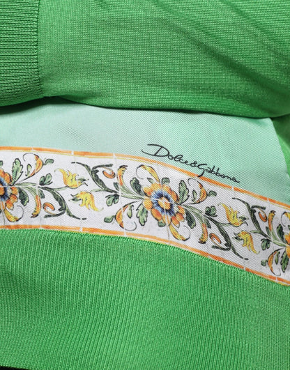 Green Lemon Print Pullover Silk Women Sweater