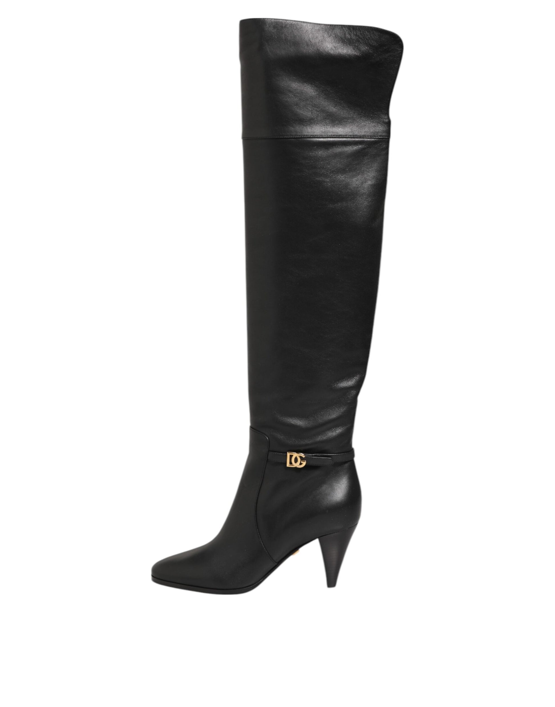Black Leather Over-The-Knee DG Boots  Shoes