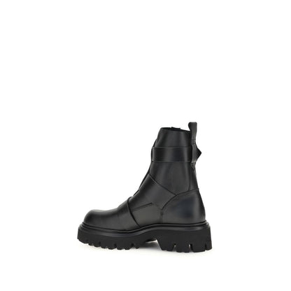 Black Calf Leather Bos Taurus Ankle Boots