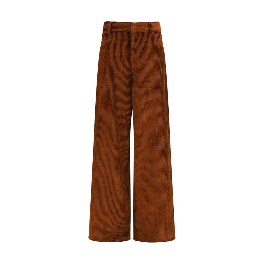 Brown Cotton Casual Pants
