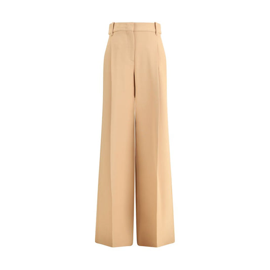 Beige Viscose Casual Pants