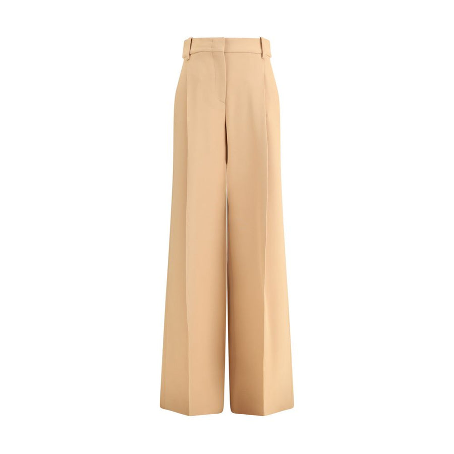 Beige Viscose Casual Pants