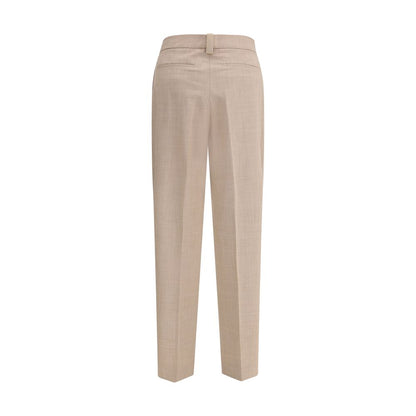 Beige Fleece Wool Dress Pants