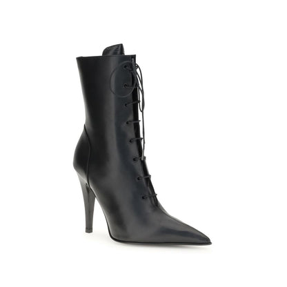 Black Calf Leather Bos Taurus Lace-Up Boots